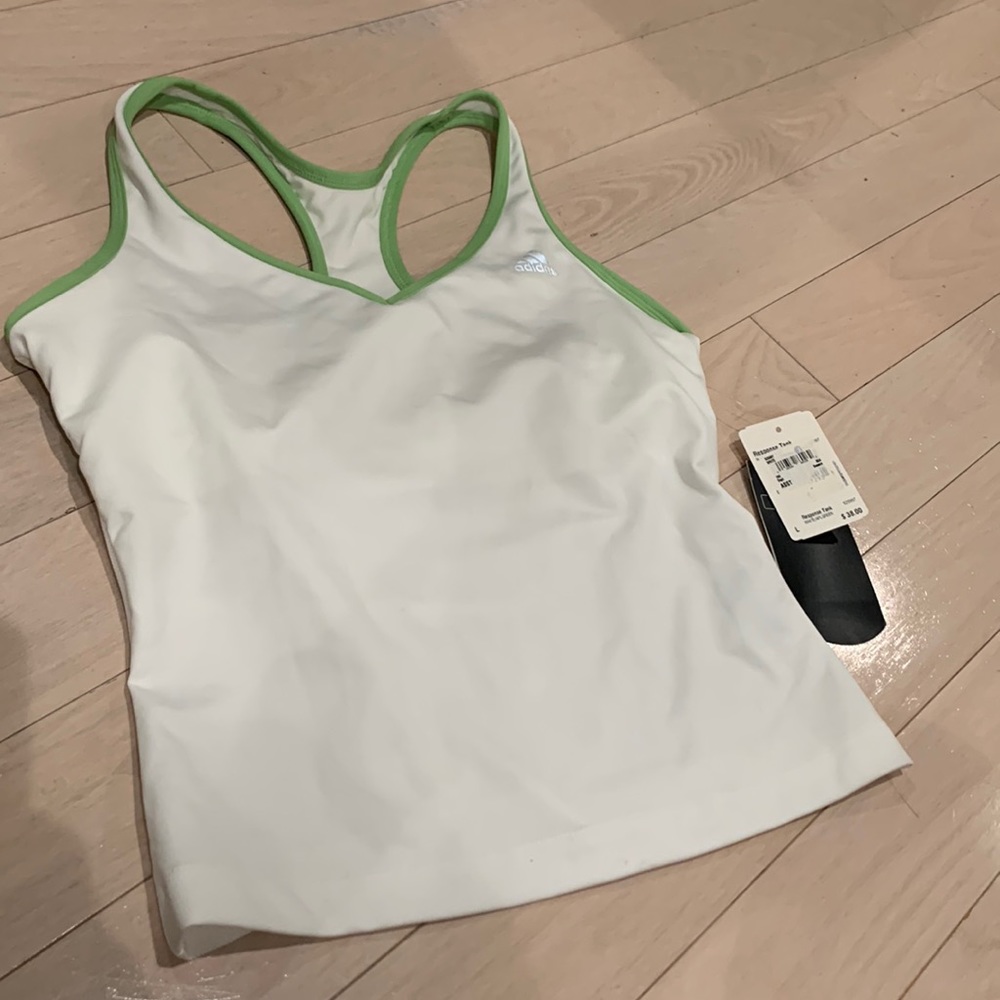 White and Green Adidas Tank NWT SIZE L